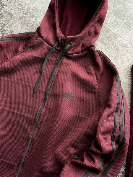 Чоловічий зимовий спортивний костюм Adidas бордовий Комплект Адідас з капюшоном Univer-79 фото
