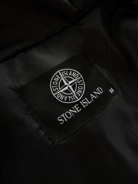 Чоловіча зимова куртка Stone Island чорна Пуховик Стон Айленд з капюшоном Хар-357 фото