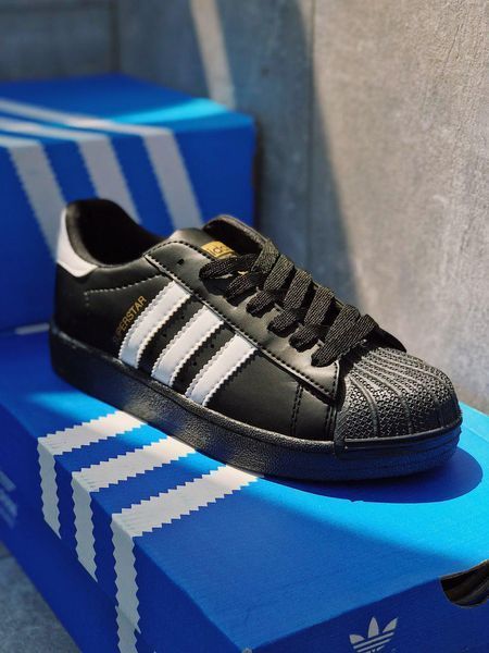 Мужские кроссовки Adidas Superstar Black Адидас суперстар черные классические Скр-SL010104-ТА фото