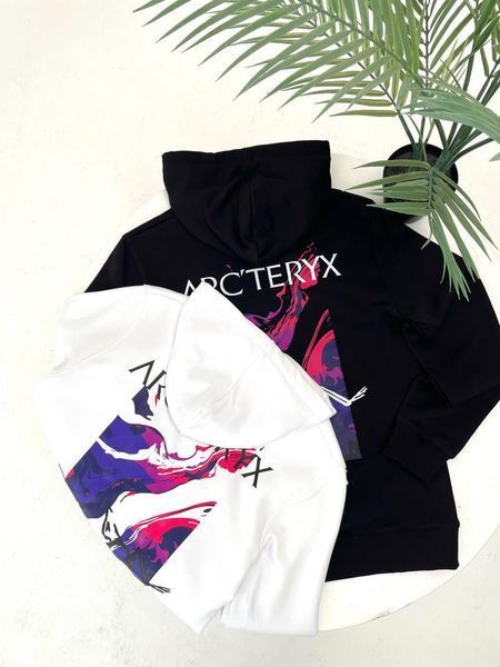 Мужское зимнее худи Arcteryx на микрофлисе белое Кофта Арктерикс с капюшоном Гла-148 фото