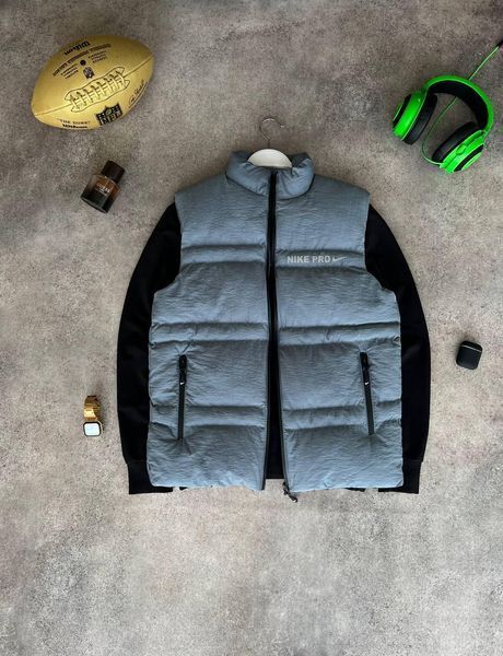 Мужская жилетка Nike голубая Безрукавка Найк без капюшона Моло-74-PC фото