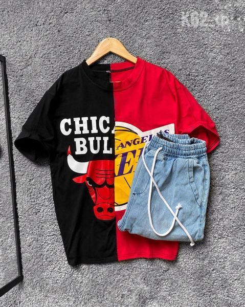 Чоловіча футболка оверсайз Chicago Bulls чорно-біла Smm-k63 фото