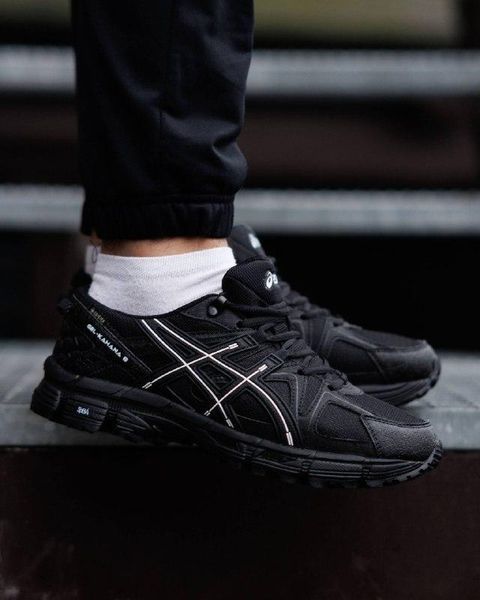Мужские зимние кроссовки Asics Gel Kahana 8 Gore-Tex Black черные Ассикс гортекс Pow-AS045 фото