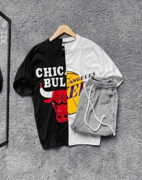 Мужская футболка оверсайз Chicago Bulls черно-белая Smm-k63 фото