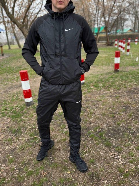 Мужской спортивный костюм Nike из плащевки черный Комплект Найк Ветровка Штаны Sta-268 фото
