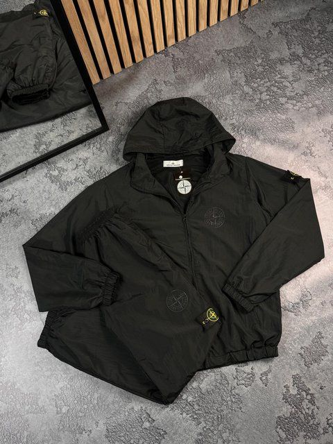 Чоловічий спортивний костюм Stone Island із плащової тканини чорний Will-SS0025 (коп1) фото