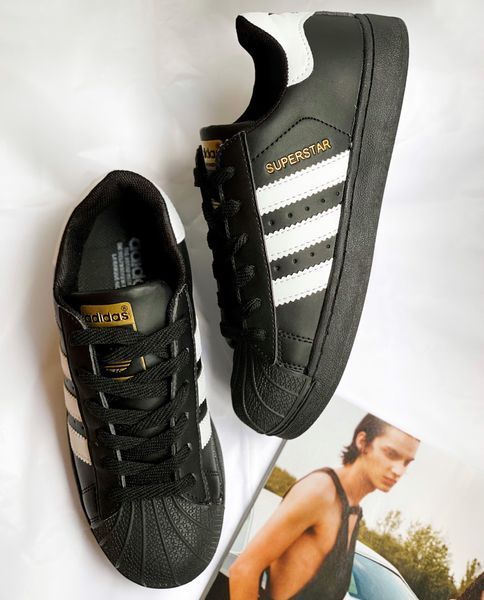 Мужские кроссовки Adidas Superstar Black Адидас суперстар черные классические Скр-SL010104-ТА фото