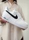 Мужские кроссовки Nike Air Force белые с черным Найк Аир Форс кожаные Скри-FL051203-ТА фото 1