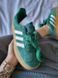 Женские кроссовки Adidas Gazelle на платформе замшевые зеленые Адидас Газели Arm-0384 фото 2