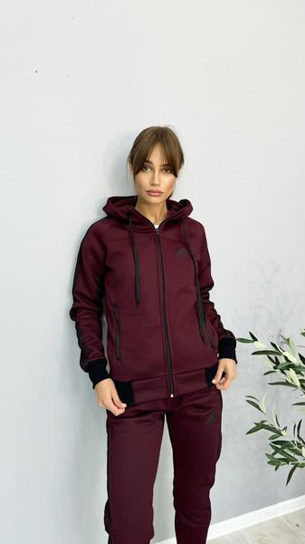 Жіночий зимовий спортивний костюм Adidas бордовий Комплект Адідас з капюшоном Univer-80 фото