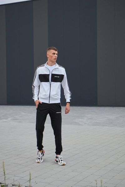 Чоловічий спортивний костюм Adidas без капюшона білий Комплект Адідас Кофта на блискавці Штани Хар-239 фото