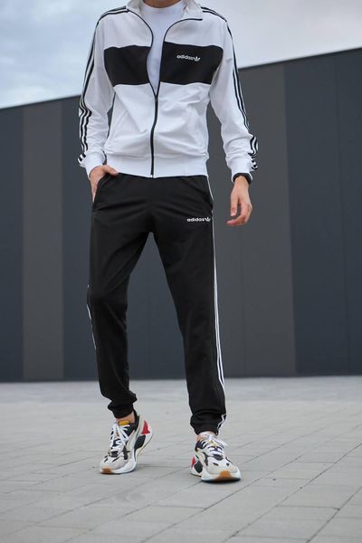 Чоловічий спортивний костюм Adidas без капюшона білий Комплект Адідас Кофта на блискавці Штани Хар-239 фото