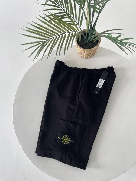 Чоловічі шорти Stone Island чорні Бриджі Стойн Айленд Гла-100 фото