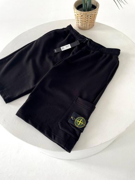 Чоловічі шорти Stone Island чорні Бриджі Стойн Айленд Гла-100 фото