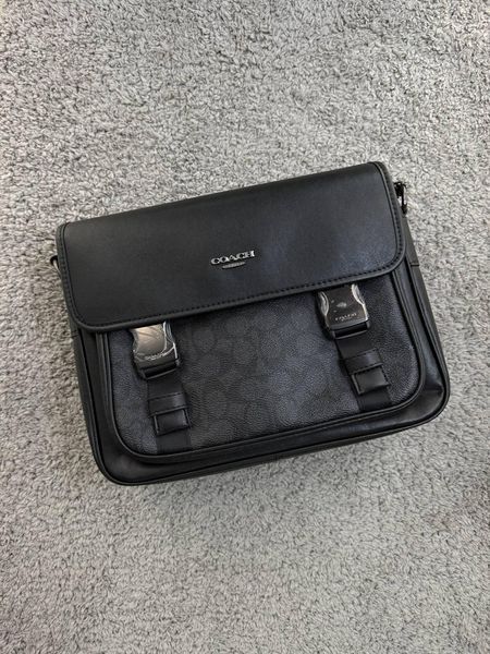 Сумка чоловіча Coach чорна Барсетка через плече Коач Cap-0150 фото