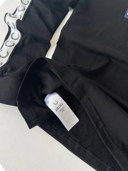 Чоловічий лонгслів Fred Perry чорний Світшот Фред Пері з лампасами Гла-78 фото