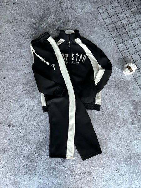 Чоловічий спортивний костюм Trapstar чорний з білим Комплект Трапстар демісезонний Моло-TR/1 фото