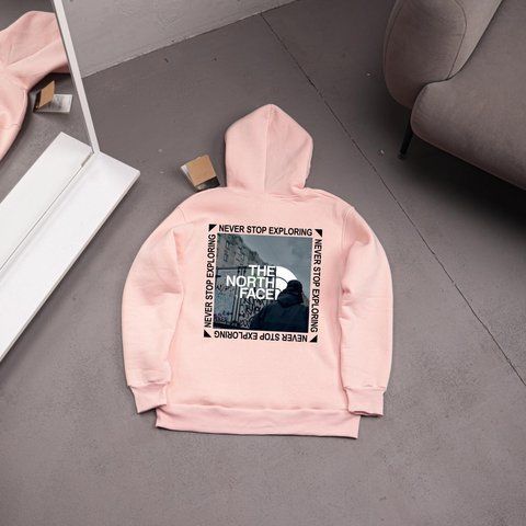 Мужское зимнее худи The North Face с капюшоном бежевое Толстовка ТНФ Ads-482 фото