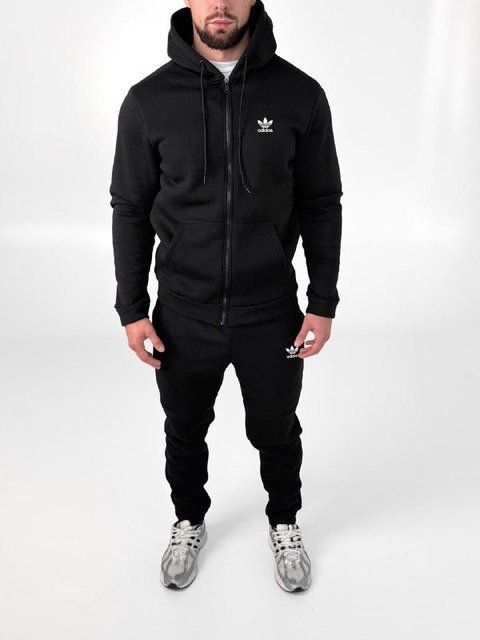 Мужской зимний спортивный костюм Adidas черный Комплект Адидас на молнии Rap-RD269/RD024 фото