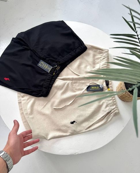 Мужские льняные шорты Polo Ralph Lauren черные Cas-5 фото