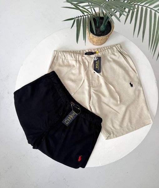 Мужские льняные шорты Polo Ralph Lauren черные Cas-5 фото