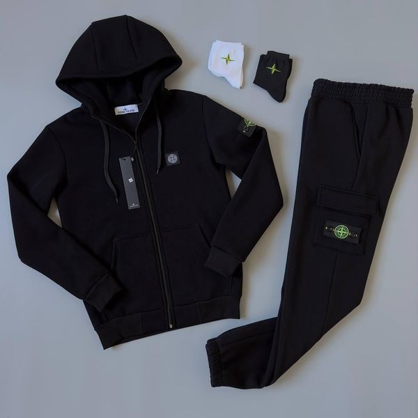 Чоловічий зимовий спортивний костюм Stone Island білий Комплект Стон Айленд з капюшоном Хар-290 фото