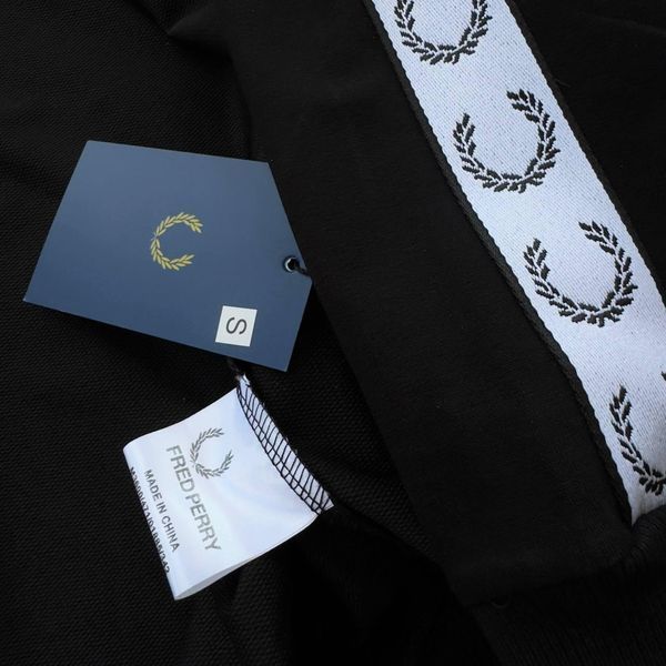 Чоловіча олімпійка Fred Perry з лампасами чорна Кофта Фред Пері на блискавці без капюшона Хар-541 фото