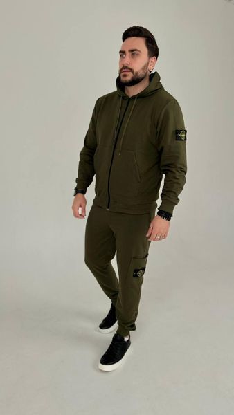 Мужской спортивный костюм Stone Island с капюшоном хаки Комплект Стон Айленд Толстовка Штаны Univer-22 4 фото