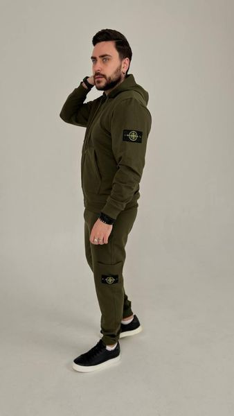 Мужской спортивный костюм Stone Island с капюшоном хаки Комплект Стон Айленд Толстовка Штаны Univer-22 4 фото