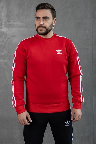 Мужской зимний свитшот Adidas с лампасами белый Кофта Адидас без капюшона Хар-332 фото