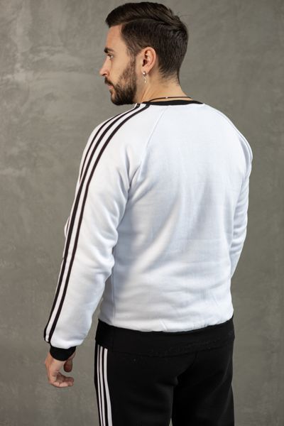 Мужской зимний свитшот Adidas с лампасами белый Кофта Адидас без капюшона Хар-332 фото