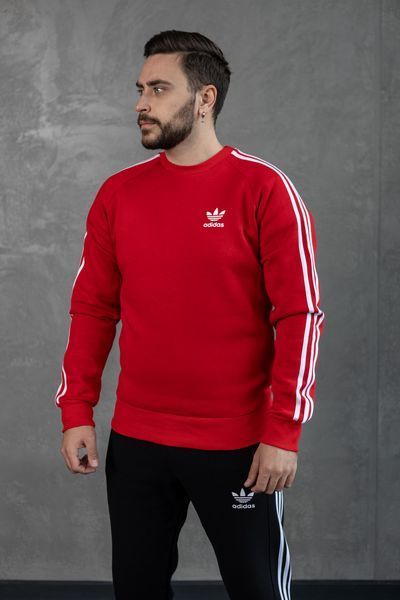 Мужской зимний свитшот Adidas с лампасами белый Кофта Адидас без капюшона Хар-332 фото