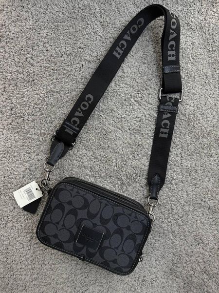 Сумка чоловіча Coach чорна Барсетка через плече Коач Cap-0148 фото
