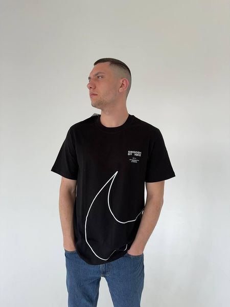 Мужская футболка Nike Big Swoosh черная хлопковая Тенниска Найк Биг Свуш Гла-80 фото
