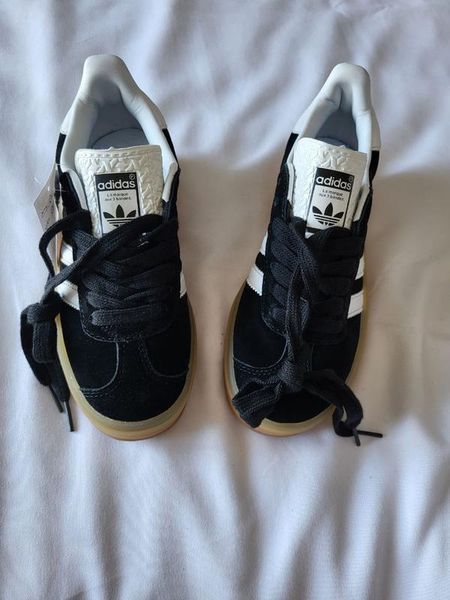 Женские кроссовки Adidas Gazelle на платформе замшевые черные Адидас Газели Arm-0284 фото
