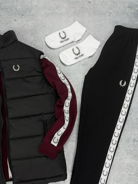 Мужской костюм Fred Perry с лампасами бордовый Комплект Фред Перри Жилетка Хар-546 фото