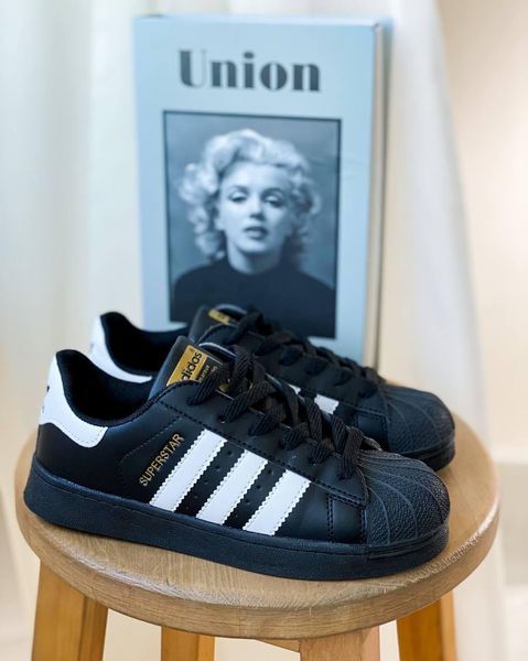 Женские кроссовки Adidas Superstar Black черные классические Адидас суперстар Скр-SL010104-ТА (коп1) фото