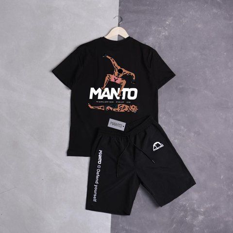 Мужской летний костюм Manto Stomp Футболка Шорты черный Комплект Манто Ads-291 фото