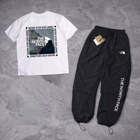 Мужской летний костюм The North Face Футболка Штаны белый комплект ТНФ Ads-302 фото