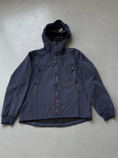 Чоловіча куртка C.P. Company Soft Shell з капюшоном темно-синя Вітровка Сі Пі Компані весняна осіння Slav-art1303 фото