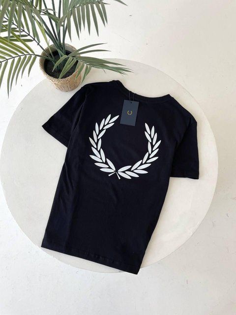 Чоловіча футболка Fred Perry чорна бавовняна Фред Перрі Гла-93 фото
