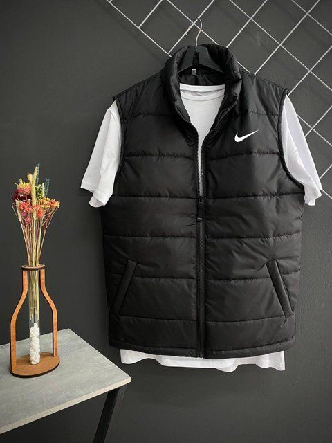 Мужская жилетка Nike без капюшона черная Безрукавка Найк весення осенняя Rap-RD255 фото