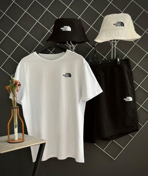 Мужской летний костюм The North Face Футболка Шорты комплект ТНФ белый с черным Intr-9523748053 фото