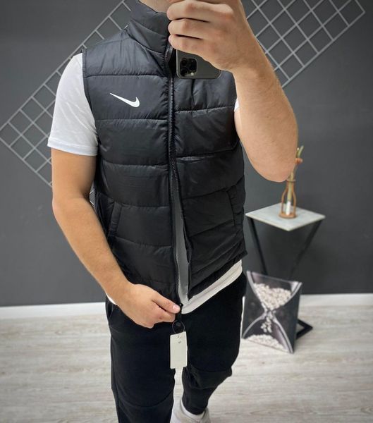 Чоловіча жилетка Nike без капюшона чорна Безрукавка Найк весняна осіння Rap-RD255 фото
