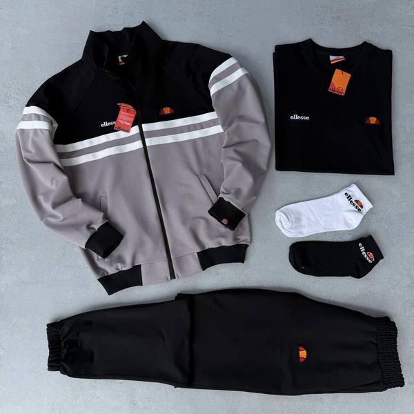 Мужской спортивный костюм Ellesse 3в1 черно-синий Комплект Элис Кофта Штаны Носки Хар-650 фото