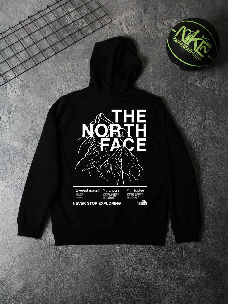Мужское худи The North Face черное Кофта ТНФ с капюшоном