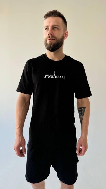 Чоловіча футболка Stone Island чорна Теніска Стон Айленд Univer-000514 (коп2) фото