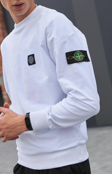 Чоловічий спортивний костюм Stone Island без капюшона білий Комплект Стон Айленд Світшот Штани Мой-1 9 фото