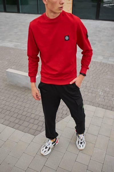 Чоловічий спортивний костюм Stone Island без капюшона білий Комплект Стон Айленд Світшот Штани Мой-1 9 фото