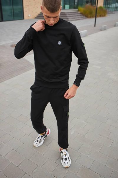 Чоловічий спортивний костюм Stone Island без капюшона білий Комплект Стон Айленд Світшот Штани Мой-1 9 фото
